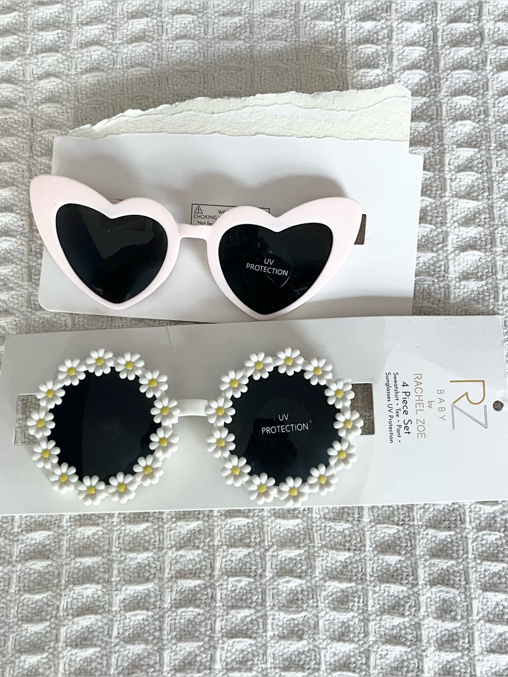 Rachel Zoe Pink Heart & White Daisy Baby Sunglasses Set